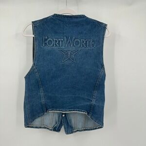 Womens Western Fort Worth Denim Vest Size S Cowgirl Americana Rodeo TX Vintage